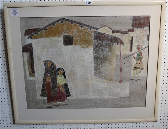 Bhagwan Kapoor (20th C.) Indian Village scene of Sanrashtra, 19 x 25in(-)